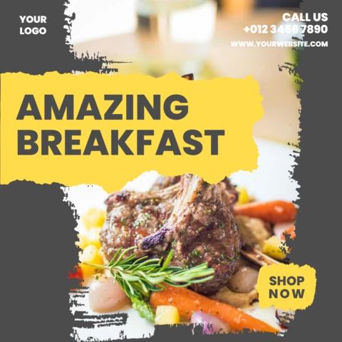 Striking Visual Restaurant Ad Instagram Post Design Template