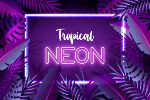 Vibrant Tropical Neon Party Flyer Template