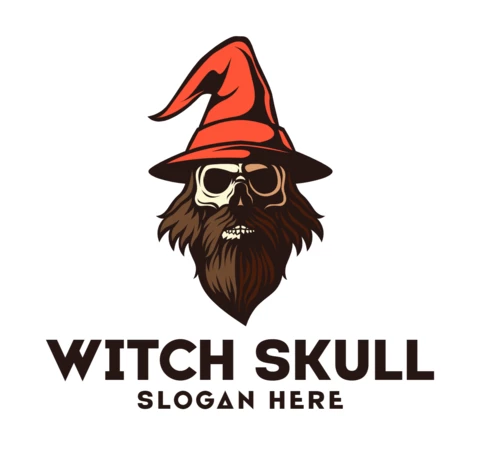 Modello di progettazione del logo del teschio della strega