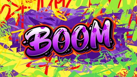 Vibrant Graffiti Art Boom Text Design Template