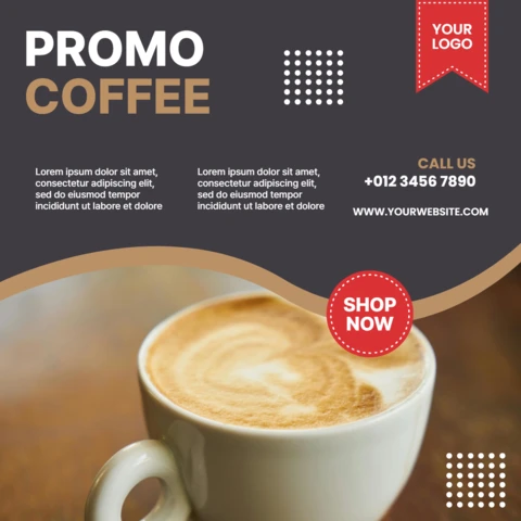Modelo de design de postagem promocional de mídia social para cafeteria