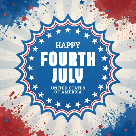 Fourth of July Celebration Template with Stars and Stripes Design