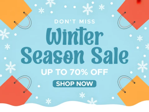 Wintersaison Verkaufsdesignvorlage mit Einkaufstaschen für Werbeflyer