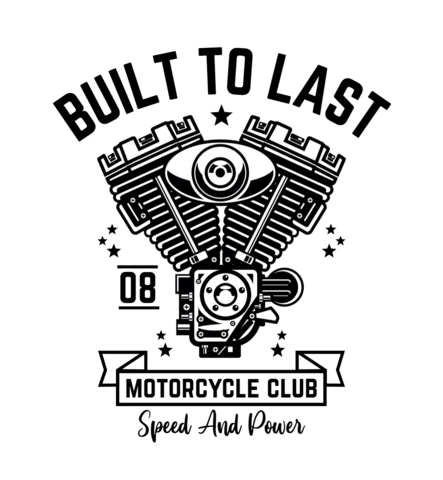 Built To Last Motorcycle T-Shirt Design Template