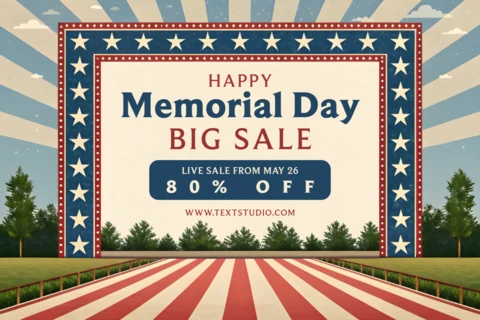 Patriotischer Memorial-Day-Verkauf Designvorlage - bearbeitbarer Vintage-Stil