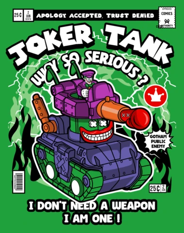 Joker Tank Cartoon Character Magazine Cover Design Template