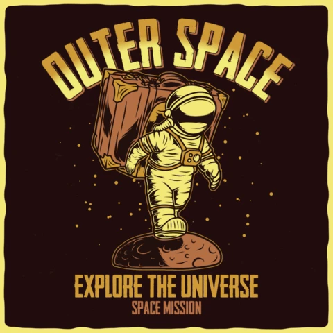 宇宙飛行士Tシャツデザインテンプレート