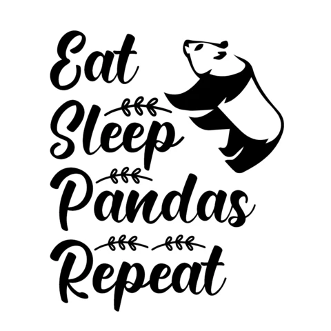 Eat sleep pandas repeat plantilla de diseño de camiseta