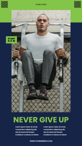 Never Give Up Gym Instagram Story Post Design Template