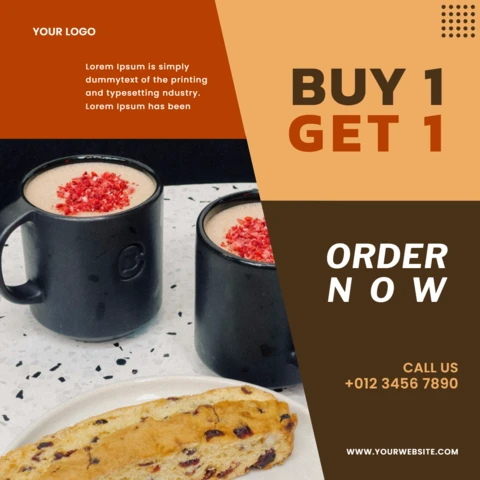 Koop 1 krijg 1 koffie sale instagram post ontwerpsjabloon