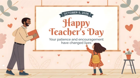 Happy Teacher's Day Editable Template - Charming Illustrated Design for Celebration