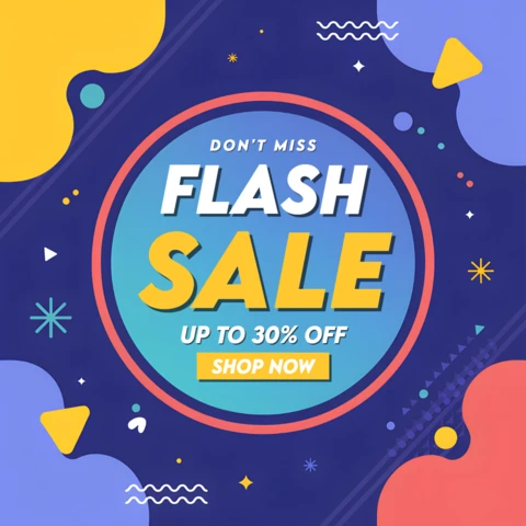 Colorful Flash Sale Design Template for Promotional Flyers