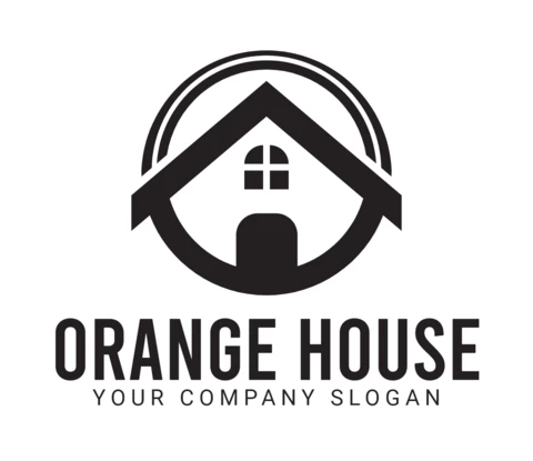 Modèle de conception de logo de maison orange