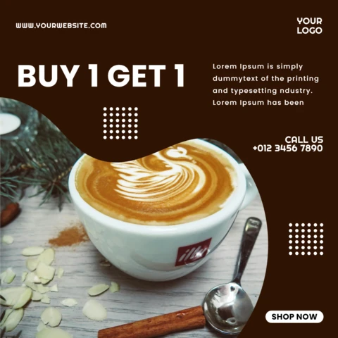 Compre 1 e leve 1 modelo de design de postagem do Instagram para promoção de café