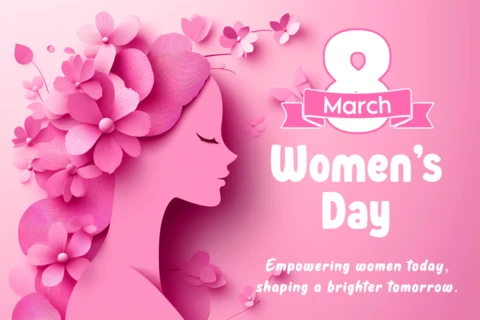 Empowering Women for a Brighter Tomorrow - Pink Women's Day Design Template
