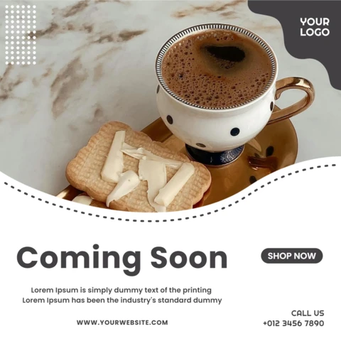 Coming Soon Coffee Shop Social Media Post Design Template