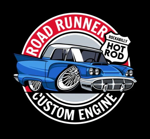 Road Runner Custom Engine Car T-shirt Design Template