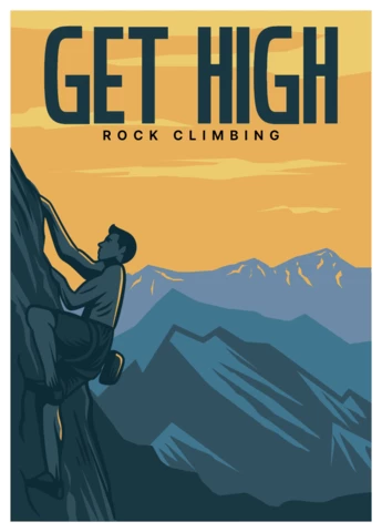 Get high rock climbing poster design template