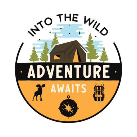 Into The Wild Adventure Awaits Badge Template Design