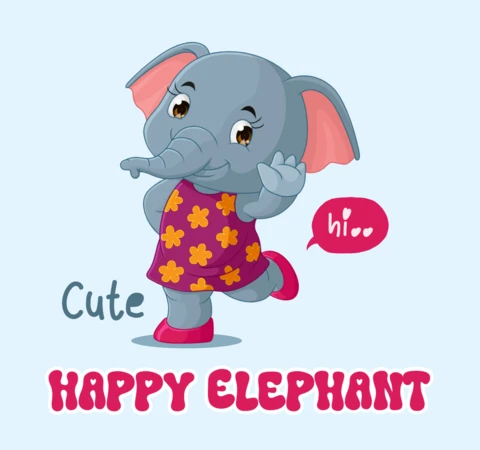 Plantilla editable con diseño de elefante feliz para niños