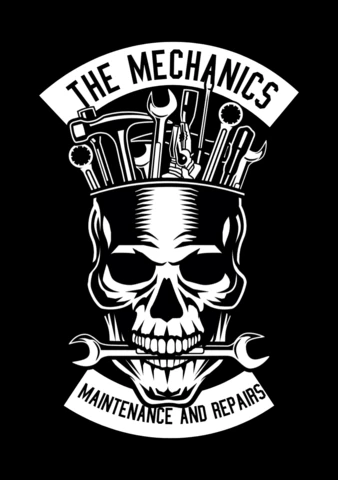The Mechanics Skull T-shirt Design Template