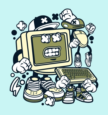 Retro Computer Cartoon Character Design Template