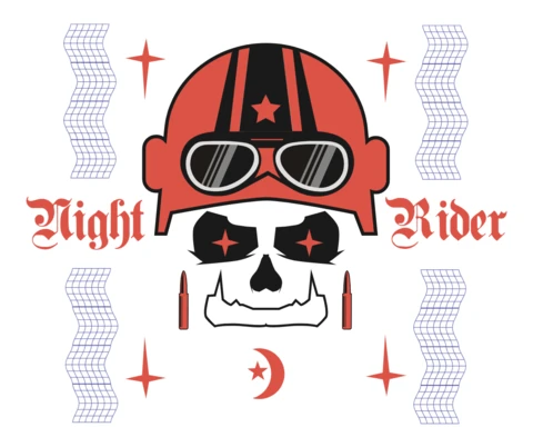 Plantilla de diseño de calavera de jinete nocturno para ropa y merchandising