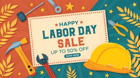 Labor Day Sale Promotional Template Design - Festive and Colorful Graphic Style