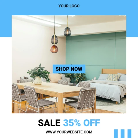 Blue Geometric Collage Instagram Promotional Post Design Template