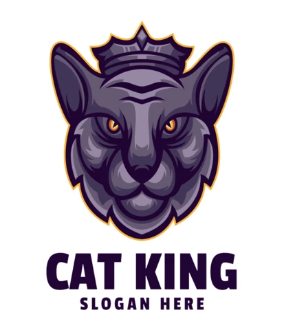 Cat King Logo Design Template