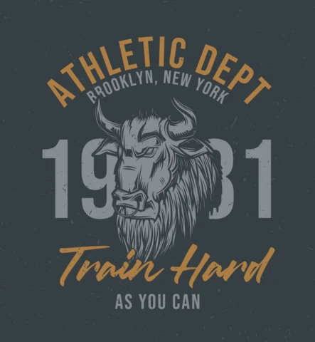 Bull's Head Train Hard T-Shirt Design Template