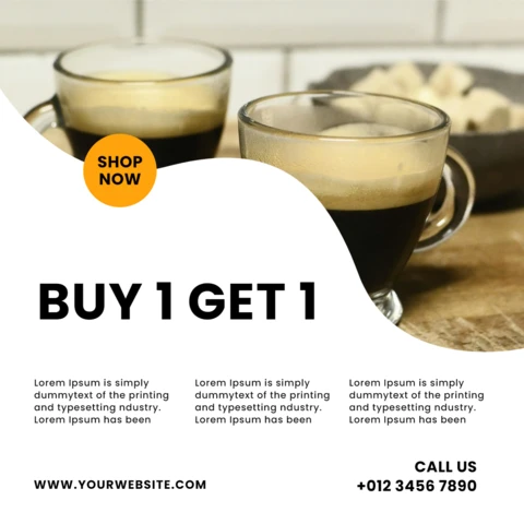 Buy 1 Get 1 Coffee Sale Instagram Post Design Template