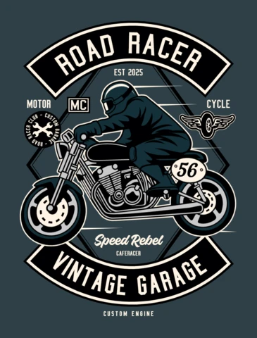 Road Racer Vintage Biker T-shirt Design Template