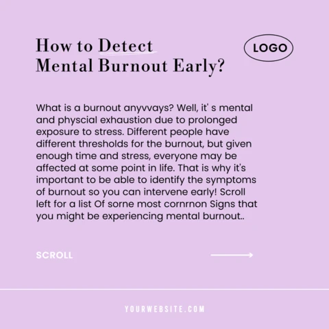 Come individuare precocemente il burnout mentale modello di post design di instagram