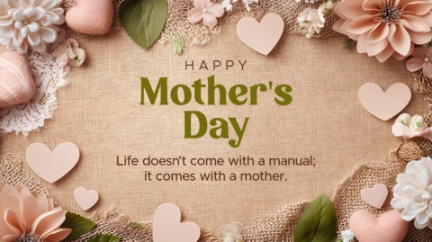 Elegant Floral Mother's Day Template Design with Heart Motifs