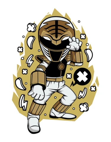 Gold Power Ranger Cartoon Character Poster Design Template