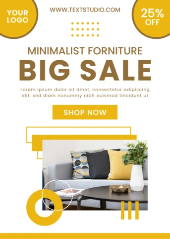 Plantilla de diseño de venta de muebles minimalistas para carteles promocionales