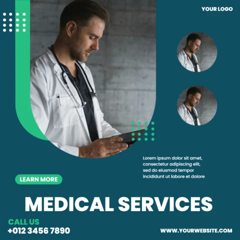 Hospital and Healthcare Advertising Social Media Post Design Template