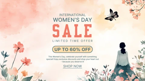 Floral Watercolor Design Template for International Women's Day Sale