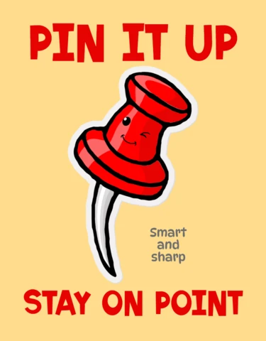 Plantilla de diseño de pin it up lúdico: mantente en el punto con gráficos divertidos