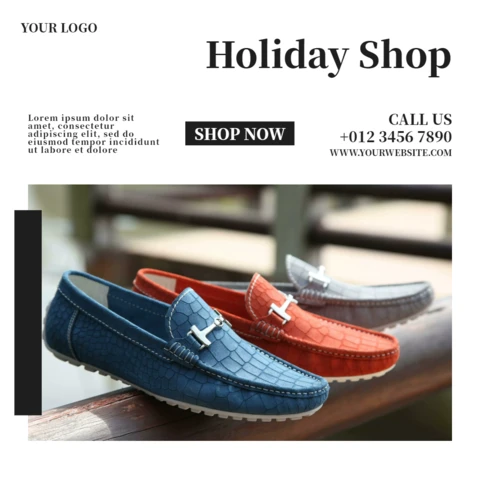 Modèle de conception de publication Instagram de vente de baskets dans une boutique de vacances