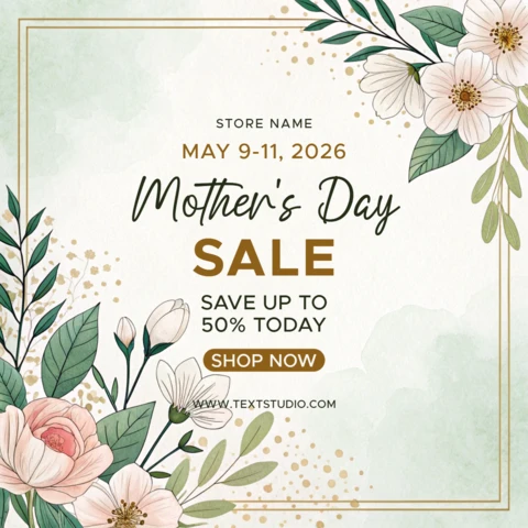 Elegant Floral Mother's Day Sale Template Design – Editable Promotional Graphic