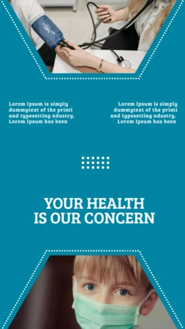 Blaue Instagram-Story-Post-Designvorlage für Gesundheitszentren
