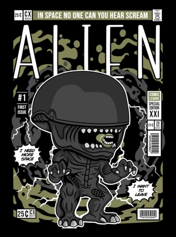 Alien Cartoon Character Magazine Cover Design Template