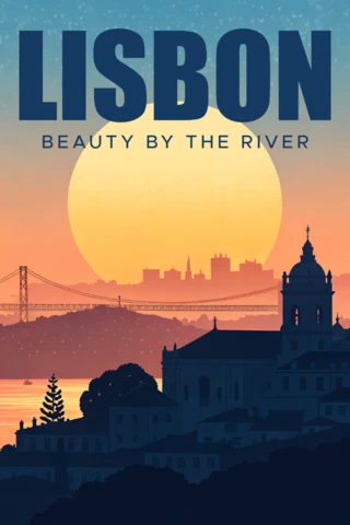 Lisbon Sunset Design Template for Travel Posters