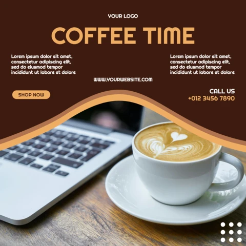 Cappuccino coffee time instagram post design template