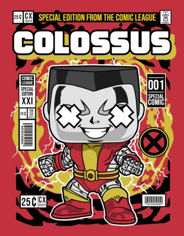Colossus Cartoon Character Magazine Cover Design Template