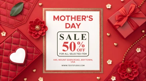 Elegant Mother's Day Sale Template Design with Floral Accents