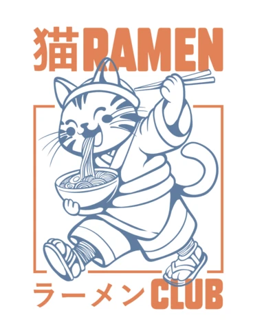 Modèle de design de club de ramen de chat ludique - style graphique modifiable