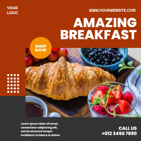 Two-Tone Basic Collage Restaurant Instagram Post Design Template